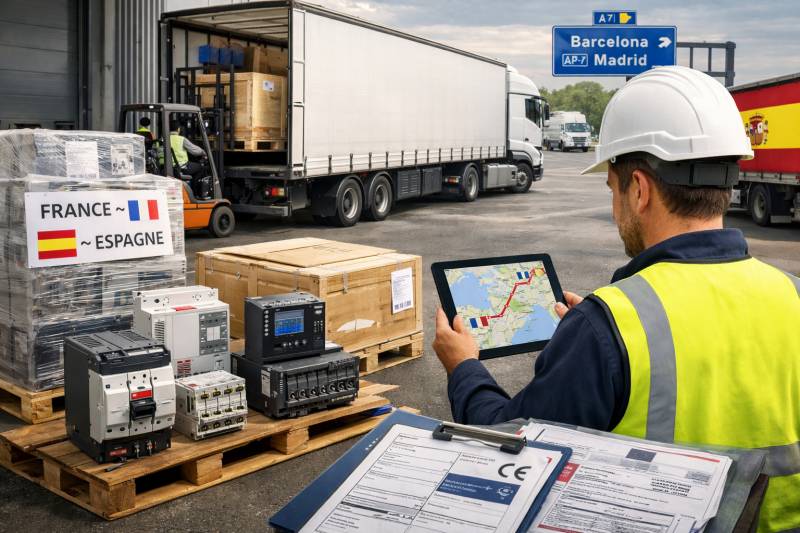 Transport d’équipements électriques industriels de la France vers l’Espagne