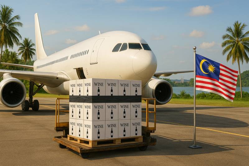 Accompagnement en acheminement de vin et champagne vers la Malaisie