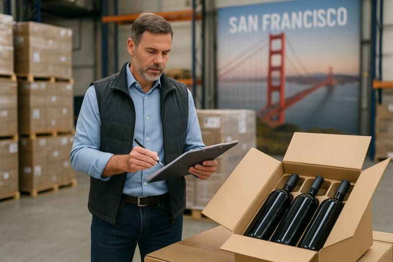 Commissionnaire de transport expert en expédition de bouteilles de vin à San Francisco
